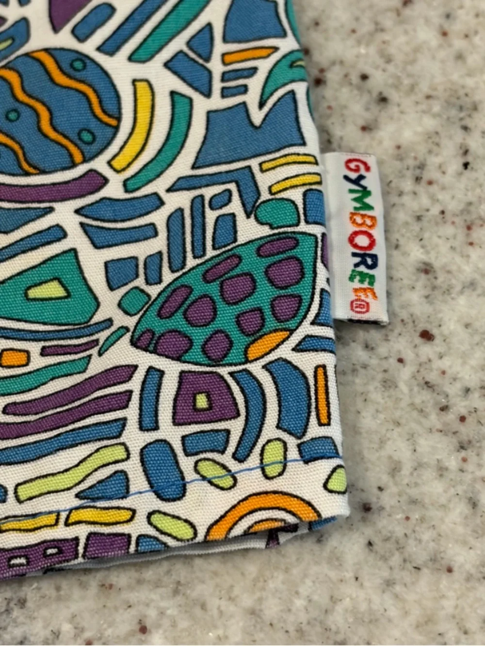 VTG Gymboree Multicolor Ocean Print Polo with Blue Collar and Yellow Cuffs